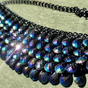 Iridescent Black Statement Necklace